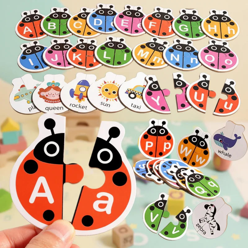 Wooden Letter Matching Game – Learning & Play – Alphabet Puzzle