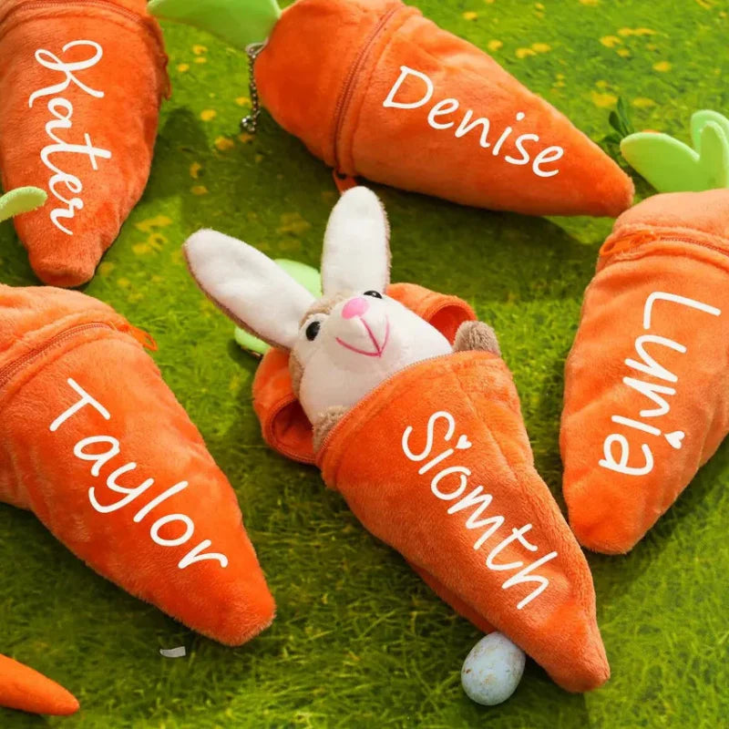 Personalized Bunny – The Ultimate Easter Gift - Plush Carrot Bunny with Name