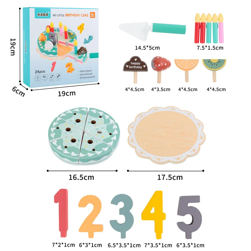 TinyChef – Educational & Fun – Wooden Kitchen Set with Cake and Accessories