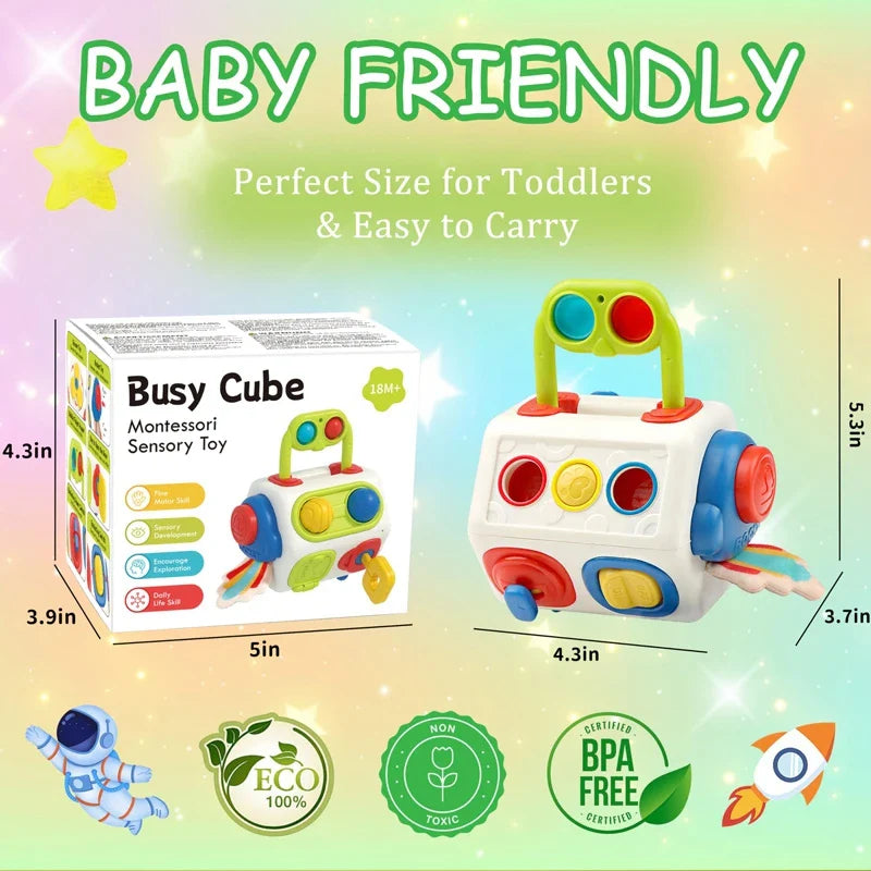 BusyCube – Smart & Playful – Montessori Fidget Cube 10-in-1