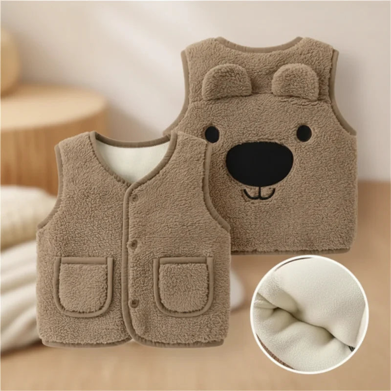 Baby Bear Fleece Vest – Warm & Soft – Kids' Bear Cardigan