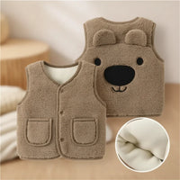 Thumbnail for Baby Bear Fleece Vest – Warm & Soft – Kids' Bear Cardigan