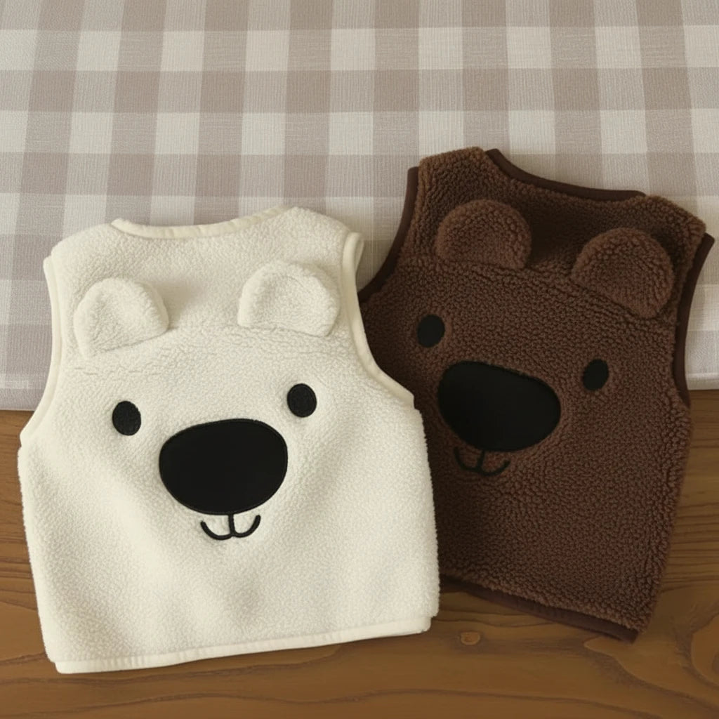 Baby Bear Fleece Vest – Warm & Soft – Kids' Bear Cardigan