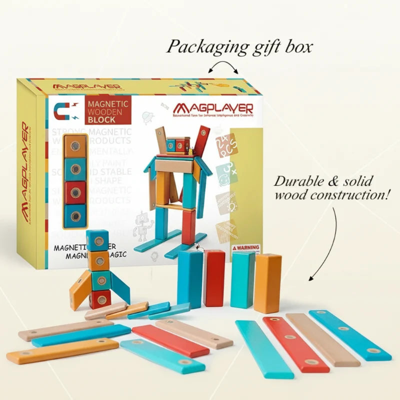 MagPlayer – Creative & Motor Skills – DIY Wooden Magnetic Building Blocks