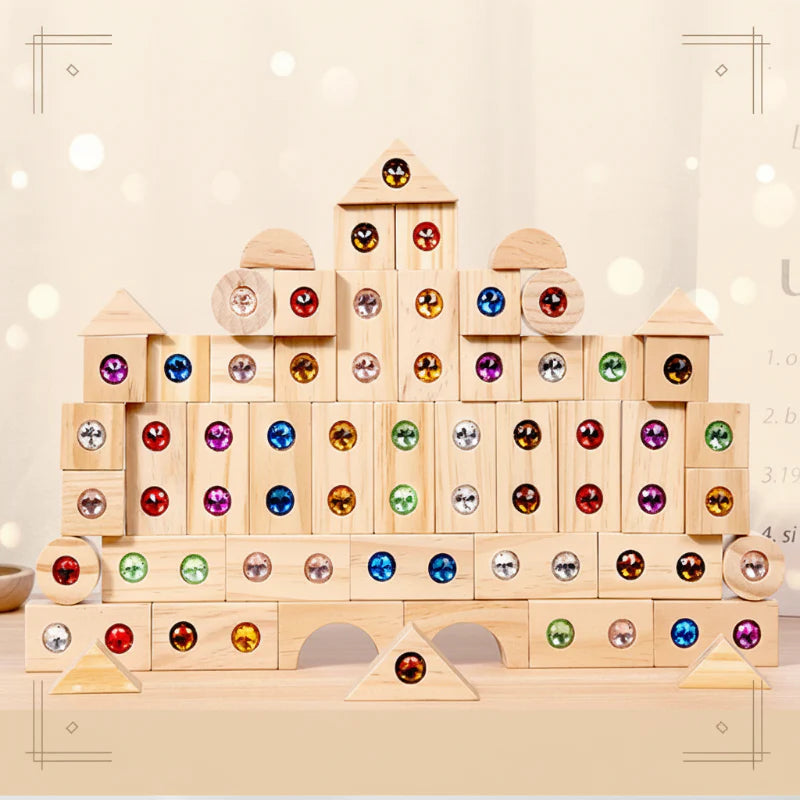 Rainbow Gem Stacking Blocks – Creative & Educational – Wooden Stacking Blocks Set