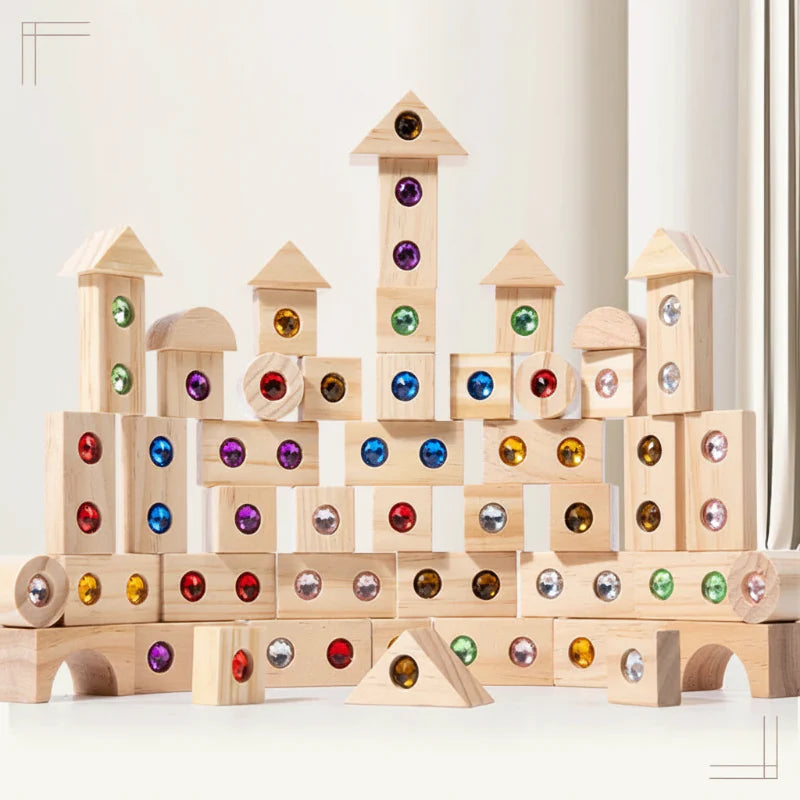Rainbow Gem Stacking Blocks – Creative & Educational – Wooden Stacking Blocks Set
