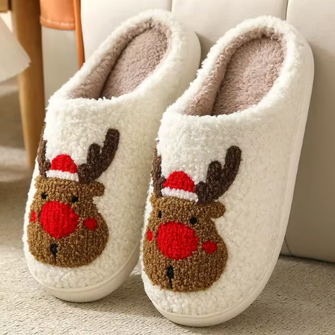 Northern Lights Kids - Warm & Festive - Plush patterned Christmas slippers